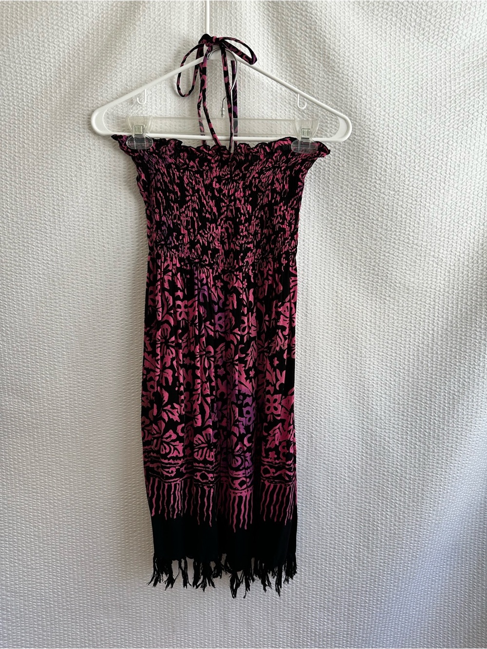 Club z Collection Women’s Floral Pink Black Smocked Halter Dress Size: Medium